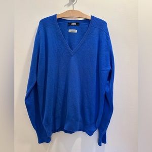 VINTAGE I. Magnin 2-Ply Cashmere V Neck Sweater Mens Large Cobalt Blue